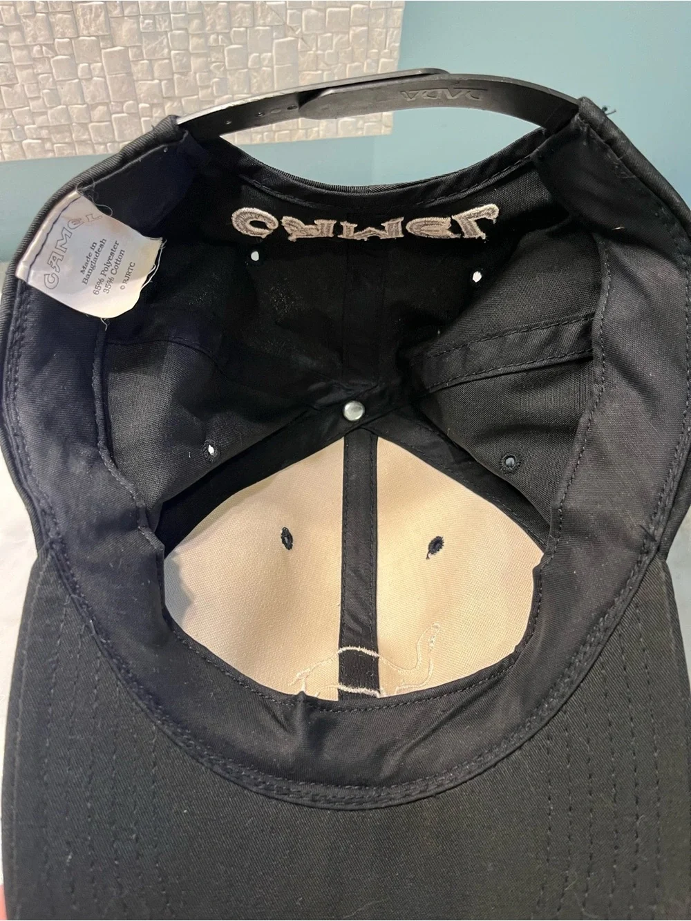 Men's Black Cap with White Camel Embroidery